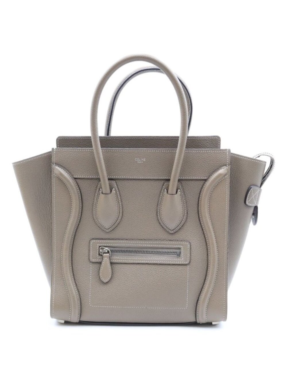 Celine Luggage Micro Suri Handbag Greige Leather Silver